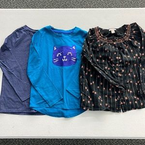 Lot of (3) Cat & Jack Long Sleeve Tees & Blouse - Child’s size 7/8